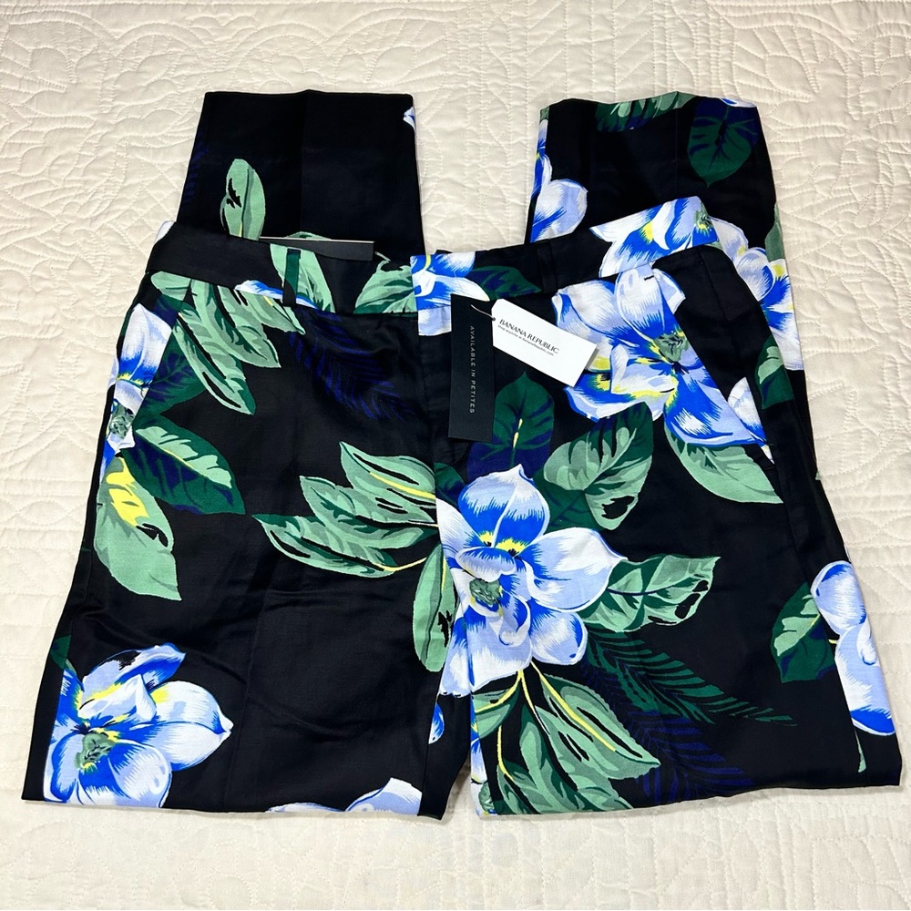 NWT Banana Republic Avery Fit Floral Cropped Ankle Pants Women’s Size 4 #783593 - Picture 1 of 14